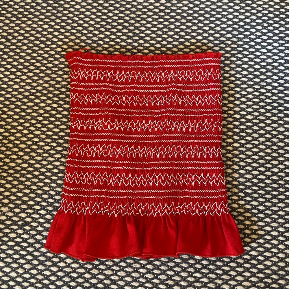 Red flair tube top